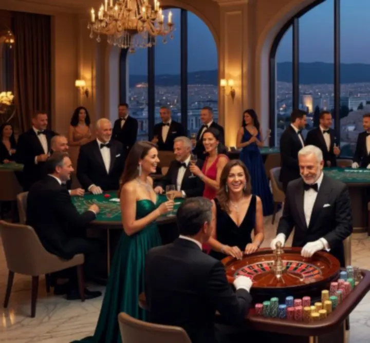 Premium casino night στην Αθήνα με τραπέζια ρουλέτας και blackjack