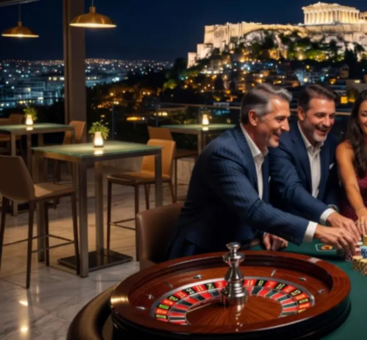 Casino night σε rooftop στην Αθήνα με ρουλέτα και blackjack
