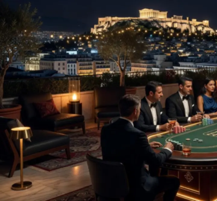 Mobile setup βραδιάς πόκερ σε βίλα ή roof garden στην Ελλάδα