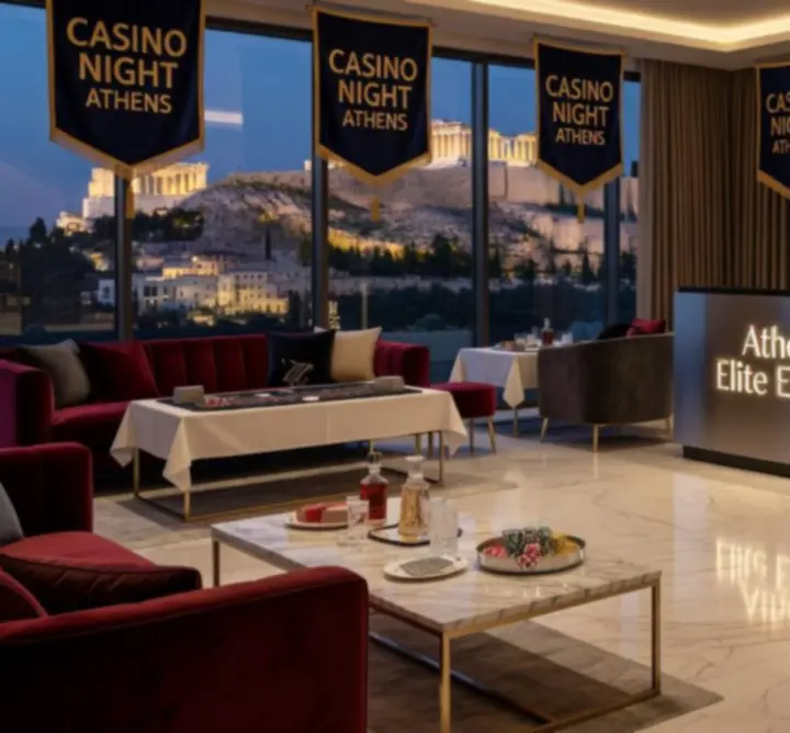 Premium event setup με φωτισμό, DJ και τραπέζια καζίνο